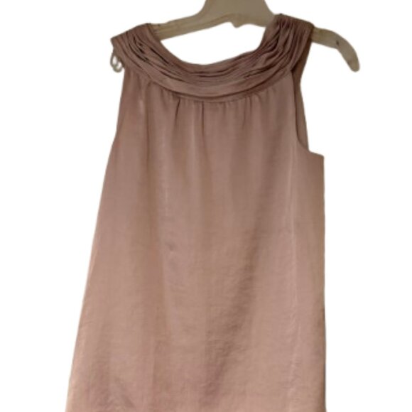 Loft Rounded Neck Sleeveless Blouse - Tan/Champagne- Fully Lined - M - Picture 4 of 6